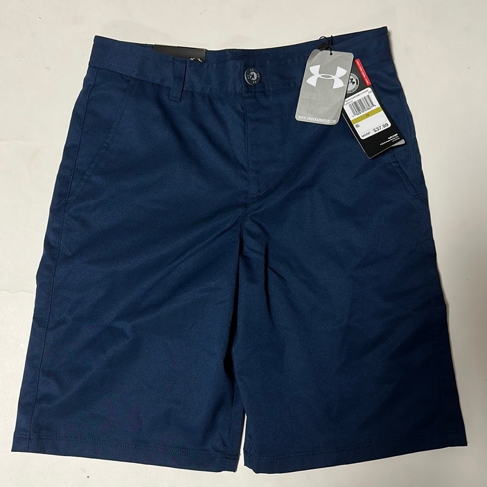 NEW NWT youth 14 Under Armour navy obsidian golf style shorts super light